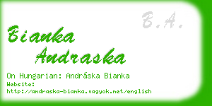 bianka andraska business card