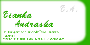 bianka andraska business card